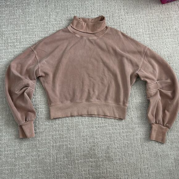 Free People “Rudy” turtleneck balloon sleeve pullover cotton sweatshirt sweater - Picture 3 of 9